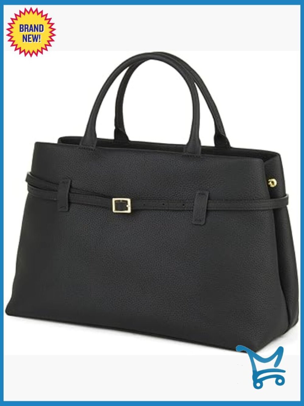 Full-Grain Leather Top Handle Satchel Tote with Adjustable Crossbody Strap